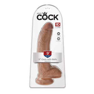 King Cock 9 Inch Cock with Balls Flesh or Tan (Authorized Dealer)