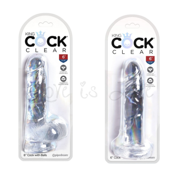 King Cock Clear 6 Inch Cock With or Without Balls