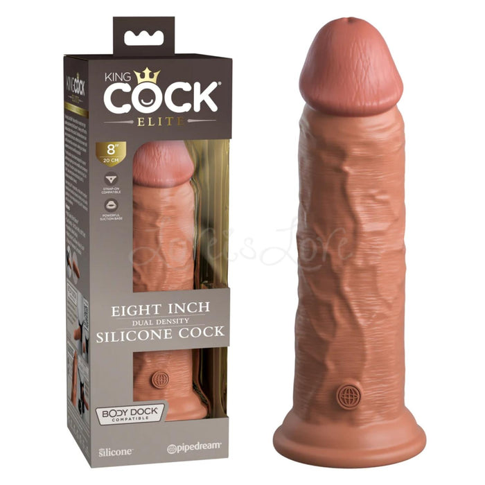 King Cock Elite Silicone Dual-Density 8 Inch Cock in Tan or 9 Inch Cock in Light