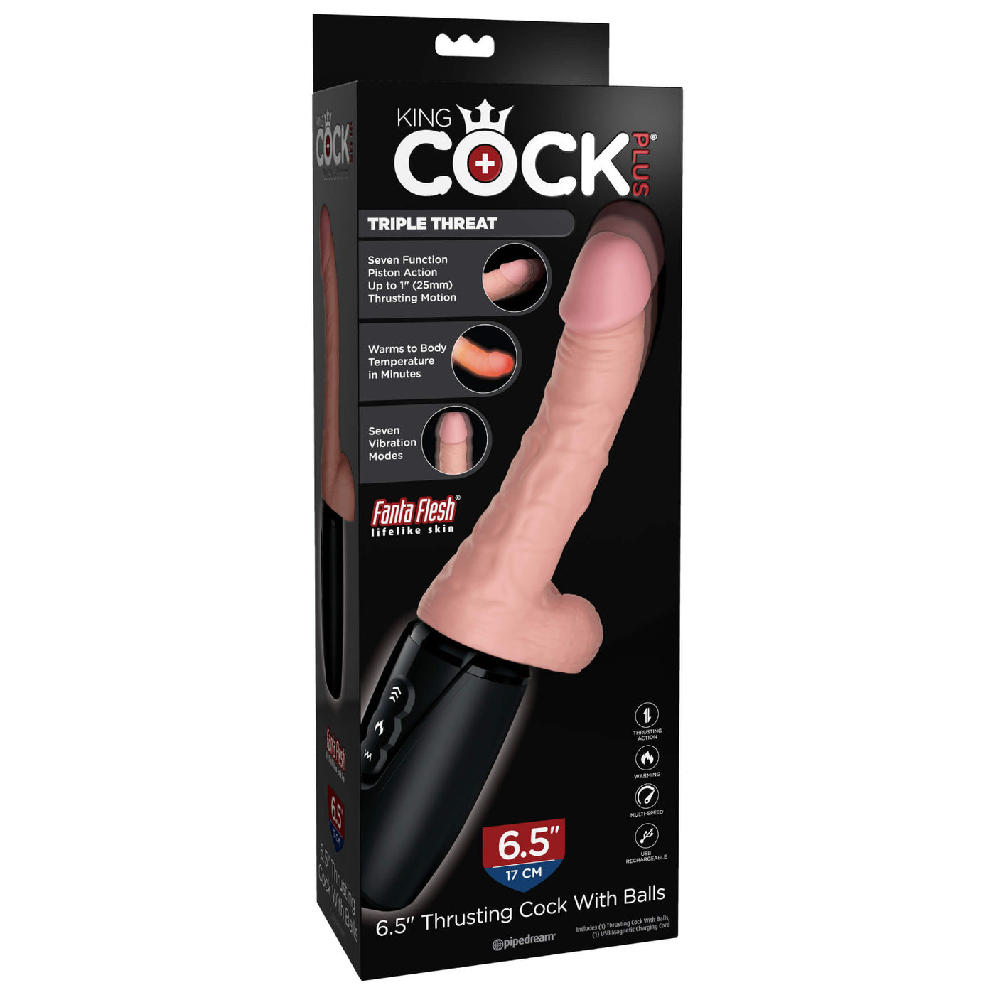 King Cock Plus Triple Threat 6.5 Inch Warming Thrusting Cock With Ball Love is Love King Cock Plus Triple Threat 6.5 Inch Warming Thrusting Cock With Ball Love is Love