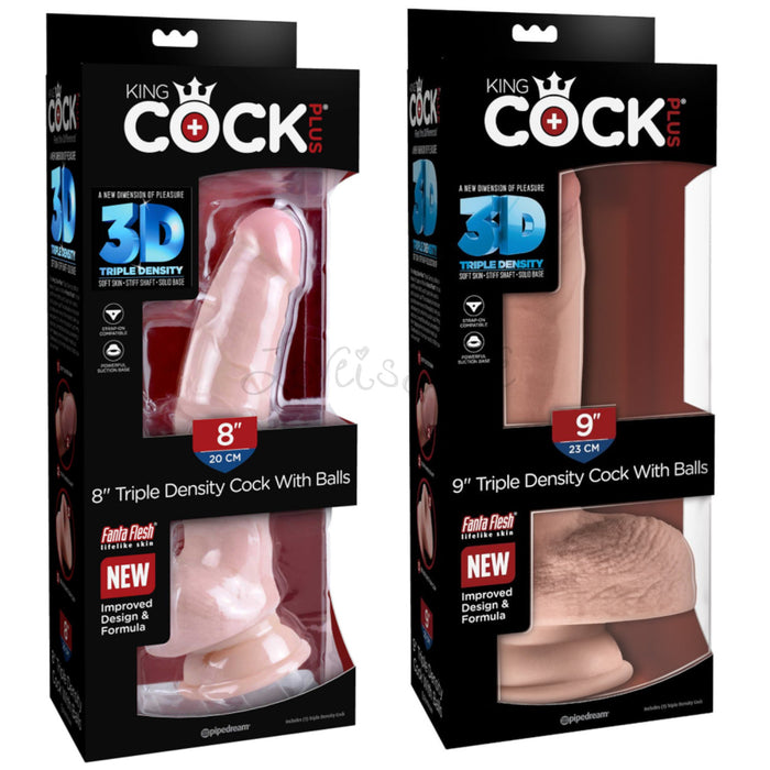 King Cock Plus Triple Density Cock with Balls 8 Inch or 9 Inch