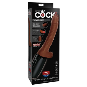 King Cock Plus Triple Threat 7.5 Inch Warming Thrusting Cock With Balls Brown Love Is Love Buy Sex Toys In Singapore u4ria