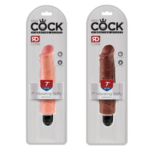 King Cock Vibrating Stiffy 7 Inch Brown or Flesh Vibrators - King Cock Vibrators King Cock