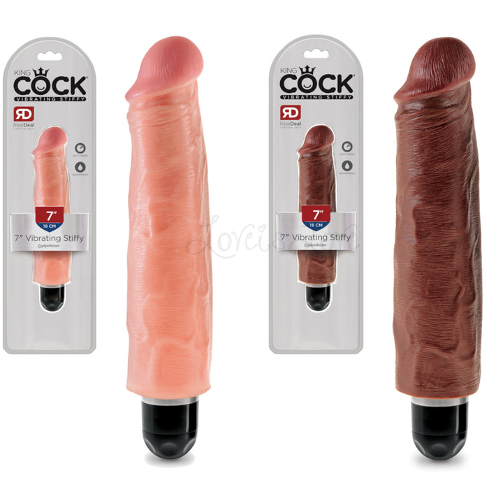 King Cock Vibrating Stiffy 7 Inch Brown or Flesh