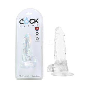 King Cock Clear Cock with Balls 4 Inch Or 5 Inch