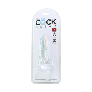 King Cock Clear Cock with Balls 4 Inch Or 5 Inch