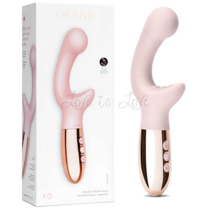 Le Wand XO Double Motor Wave Rechargeable Dual Stimulation Vibrator Rose Gold