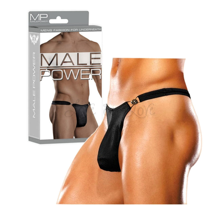 Male Power Bong Clip Thong Underwear Black S/M or L/XL