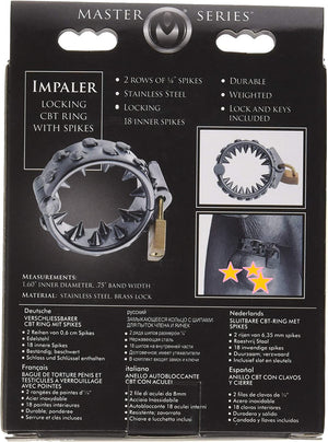 Master Series Impaler Locking CBT Ring with Spikes 1.6 Inch