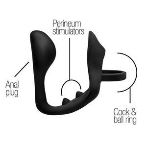 Master Series Prostatic Play Excursion Silicone Triple Stimulator Anal Plug with Cock and Ball Ring buy in Singapore LoveisLove U4ria