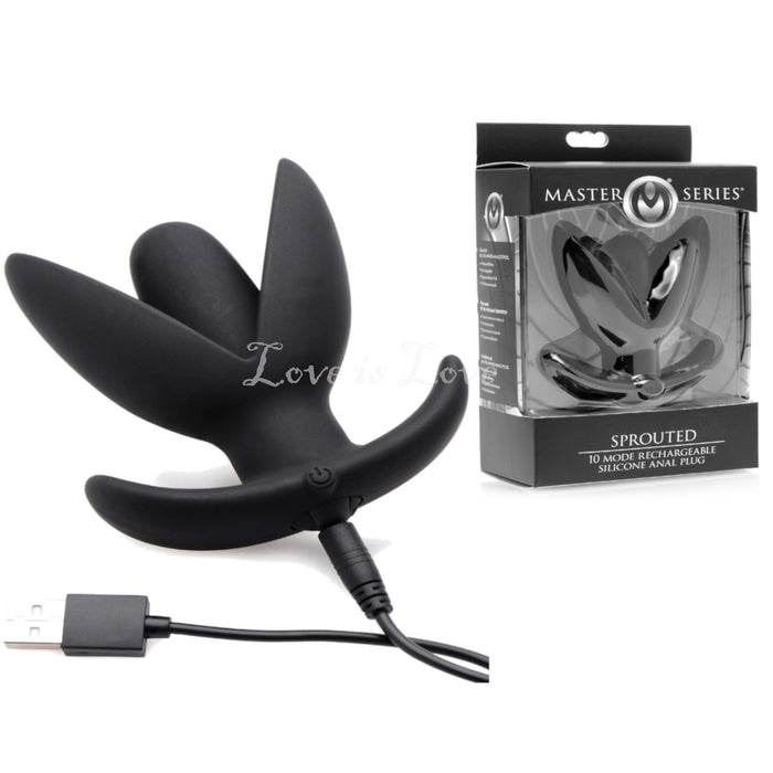 Master Series Sprouted 10 Mode Rechargeable Silicone Anal Plug