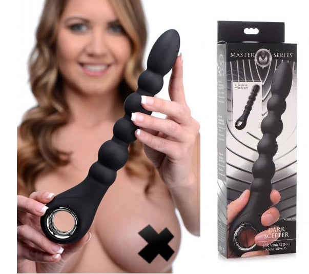 Master Series Dark Scepter 10X Vibrating Silicone Anal Beads