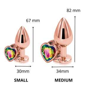 NS Novelties Rear Assets Aluminum Butt Plug Rose Gold Heart Rainbow Small buy in Singapore Loveislove U4ria