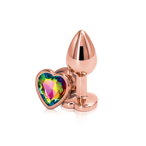 NS Novelties Rear Assets Aluminum Butt Plug Rose Gold Heart Rainbow Small buy in Singapore Loveislove U4ria
