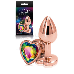 NS Novelties Rear Assets Aluminum Butt Plug Rose Gold Heart Rainbow Small buy in Singapore Loveislove U4ria