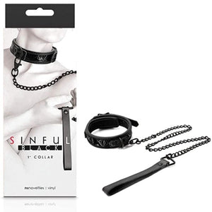 NS Novelties Sinful 1" Collar And Leash Black Love Is Love u4ria Buy In Singapore Sex Toys 