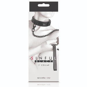 NS Novelties Sinful 1" Collar And Leash Black Love Is Love u4ria Buy In Singapore Sex Toys 