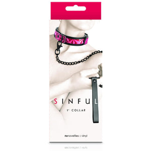 NS Novelties Sinful 1" Collar And Leash Pink Love Is Love u4ria Buy In Singapore Sex Toys 