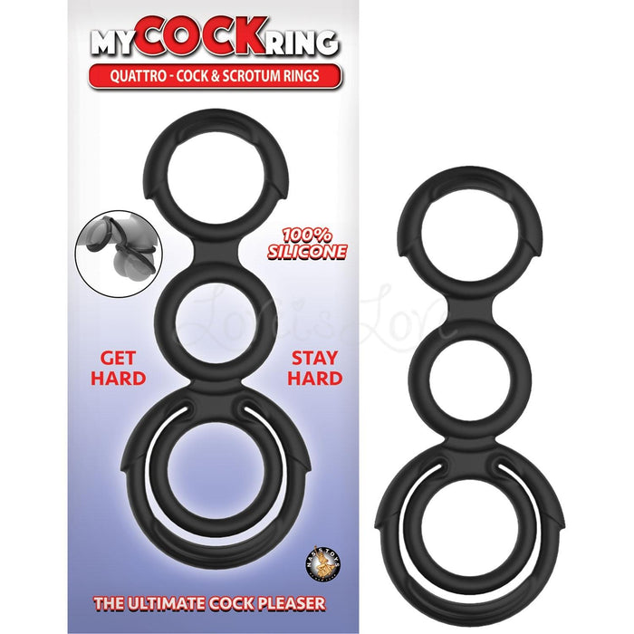 Nasstoys My Cockring Quattro Cock & Scrotum Rings Black