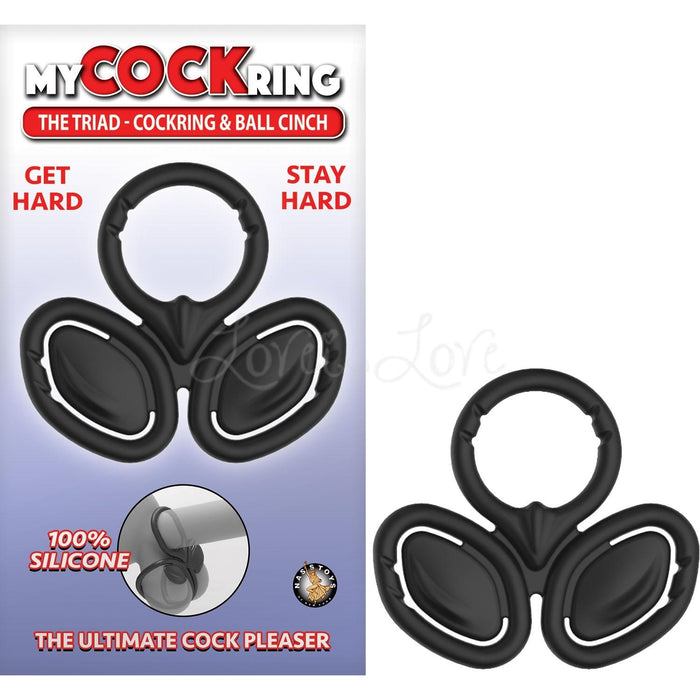 Nasstoys My Cockring The Triad Cockring & Ball Cinch Black