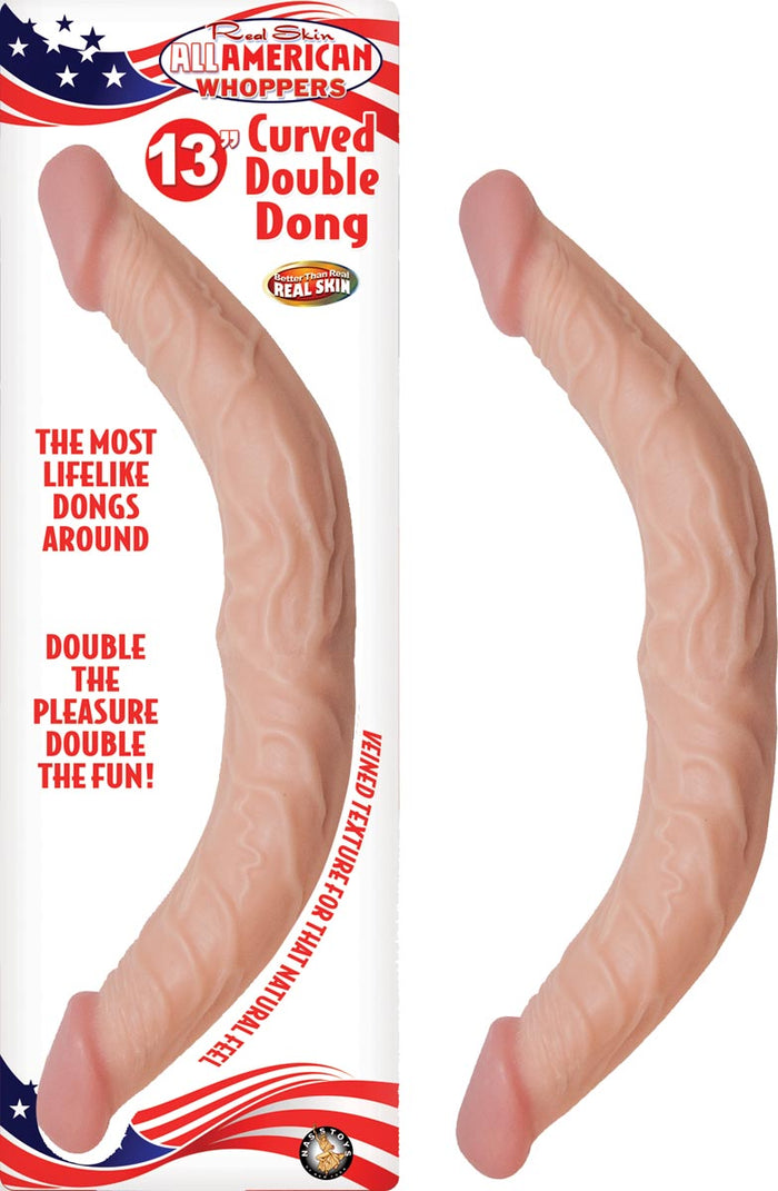 Nasstoys Real Skin All American Whoppers 13 Inch Curved Double Dildo Flesh