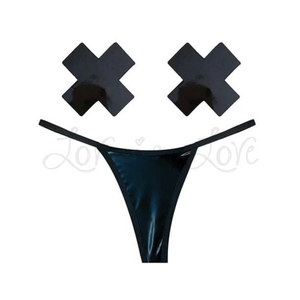 Neva Nude Naughty Knix DOM Squad Wet Vinyl G-String Pasties & Panties Set O/S Black Buy in Singapore LoveisLove U4ria