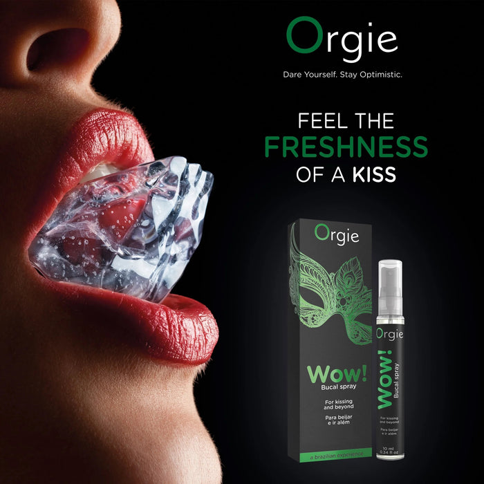 Orgie Wow! Bucal Kissing and Blowjob Arousal Spray 10 ML Mint or Strawberry Ice
