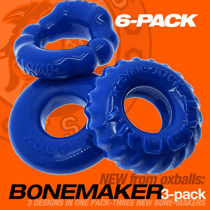 Oxballs Bonemaker 3-Pack Cockring Kit OX-3061 Pool Blue or Black