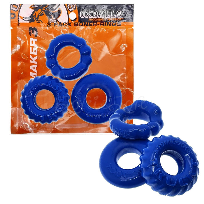 Oxballs Bonemaker 3-Pack Cockring Kit OX-3061 Pool Blue or Black