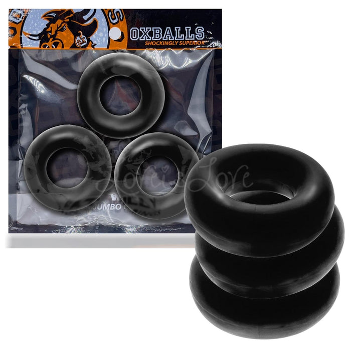 Oxballs Fat Willy 3-Pack Jumbo Cockring Black OX-3065
