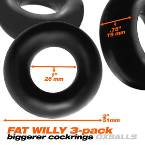 Oxballs Fat Willy 3-Pack Jumbo Cockring Black or Clear or Space Blue OX-3065 Cock Rings - Oxballs C&B Toys buy sex toys in singapore u4ria loveislove