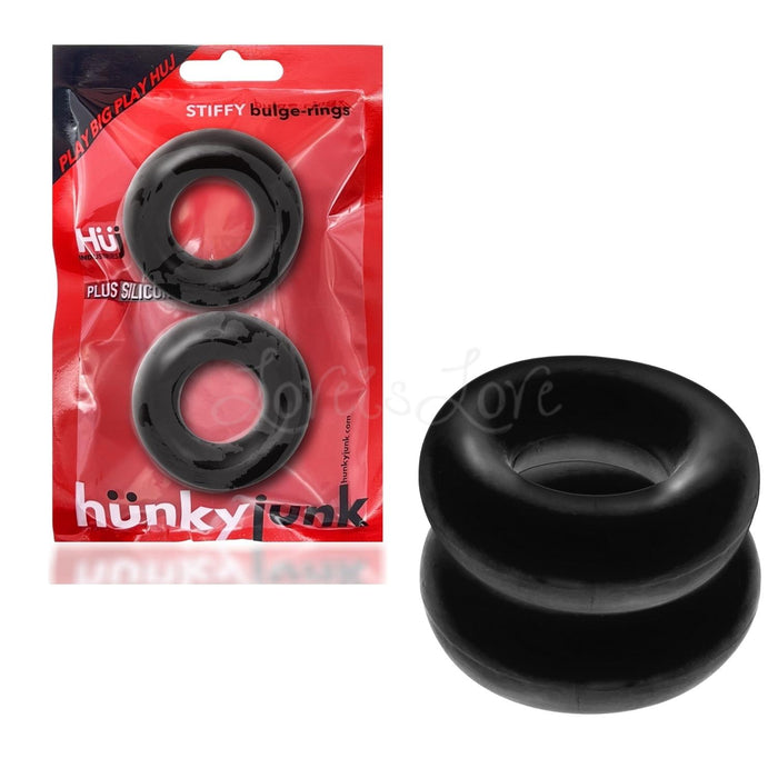 Oxballs Hunkyjunk Stiffy Bulge Silicone C-Rings 2-Pack Tar Ice or Clear ice
