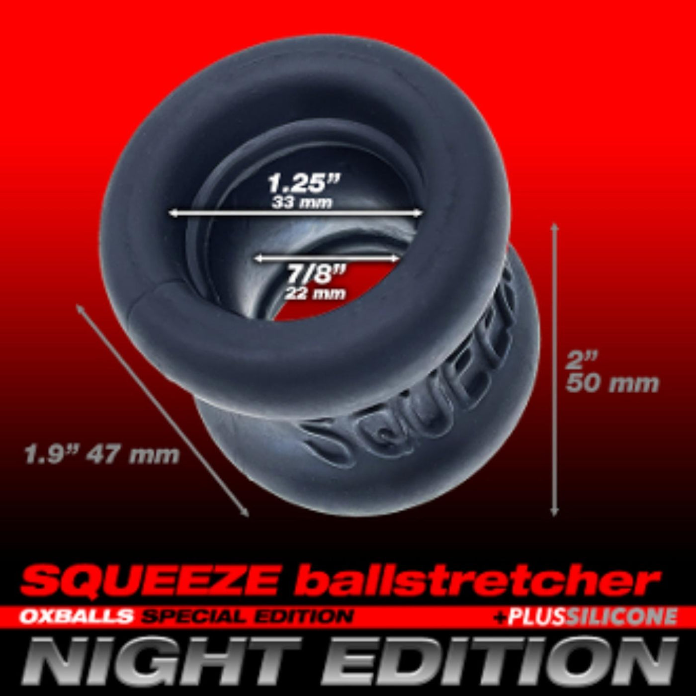 Oxballs Squeeze Soft-Grip Ball Stretcher - Night Edition, Steel, Clear Love is Love Oxballs Squeeze Soft-Grip Ball Stretcher - Night Edition, Steel, Clear Love is Love