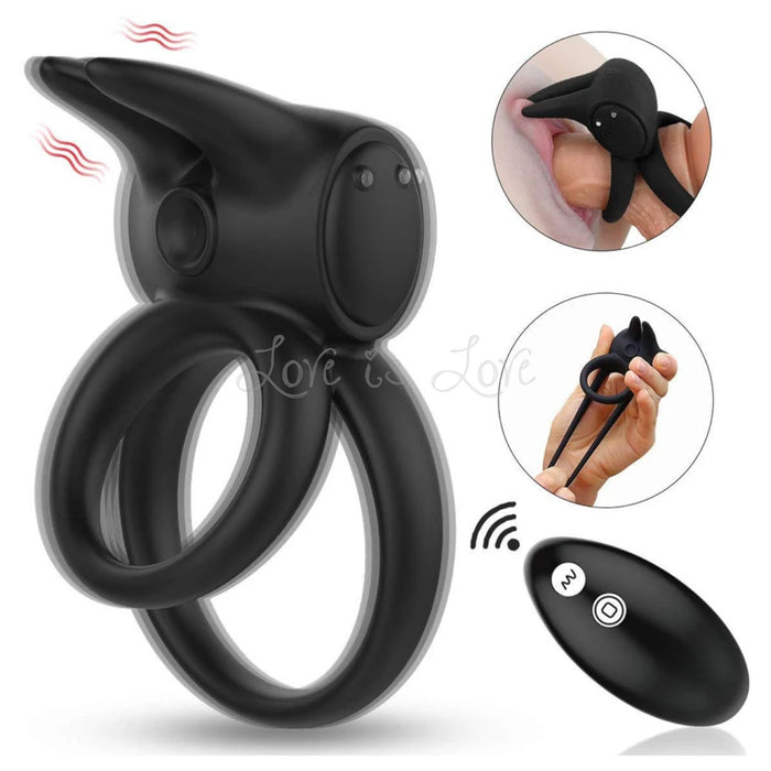 Paloqueth Remote Control Rabbit Double Rechargeable Cock Ring