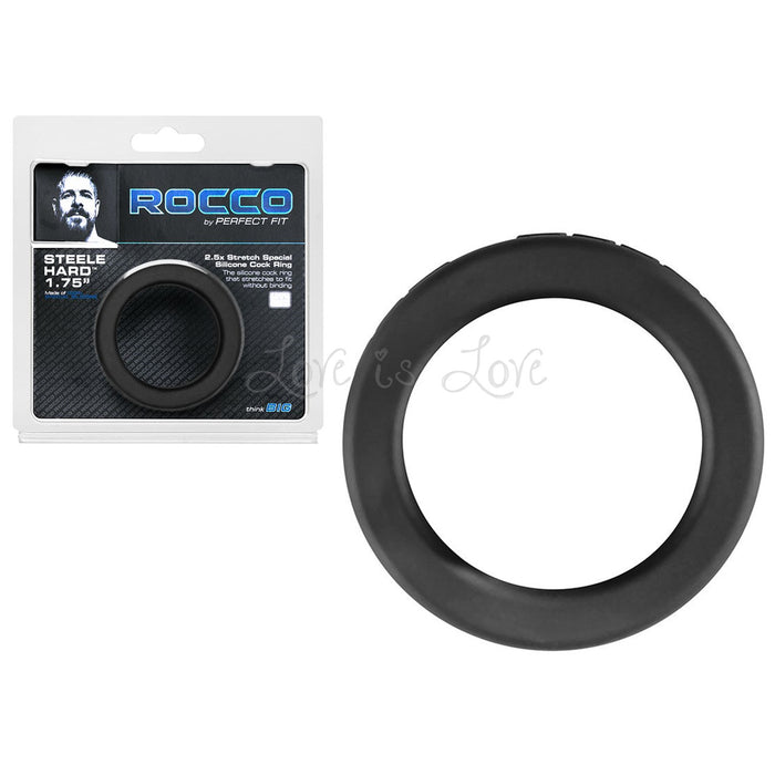 Perfect Fit Rocco Steele Hard Silicone Cock Ring Black
