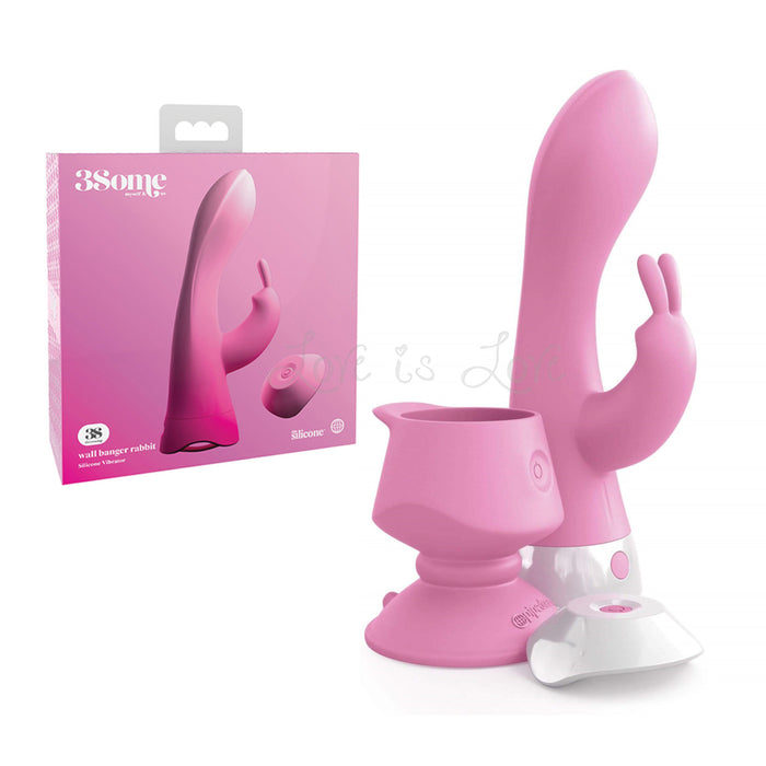 Pipedream 3Some Myself and Us Wall Banger Rabbit Silicone Vibrator Pink