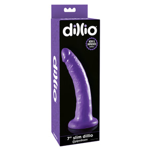 Pipedream Dillio 7 Inch Slim Dillio Pink or Purple (New Packaging with New And Improved Formula) buy in Singapore LoveisLove U4ria