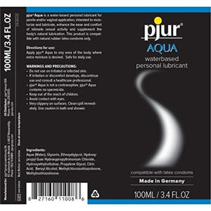 Pjur Aqua Water-based Lubricant 30 ml or 100 ml or 250 ml or Natural-Based 100 ML