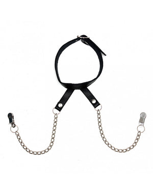 RIMBA 7668 COLLAR WITH ATTACHED NIPPLE CLAMPS ON CHAINS buy at LoveisLove U4Ria Singapore
