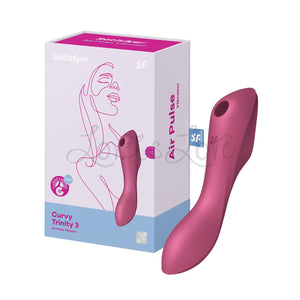 Satisfyer Curvy Trinity 3 Air Pulse Clitoral Stimulator and G Spot Vibrator in Red Buy in Singapore LoveisLove U4Ria