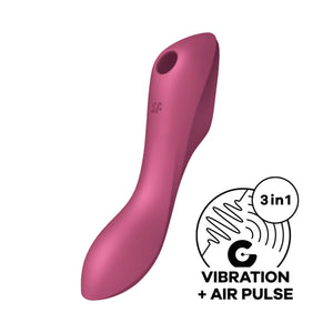 Satisfyer Curvy Trinity 3 Air Pulse Clitoral Stimulator and G Spot Vibrator in Red Buy in Singapore LoveisLove U4Ria