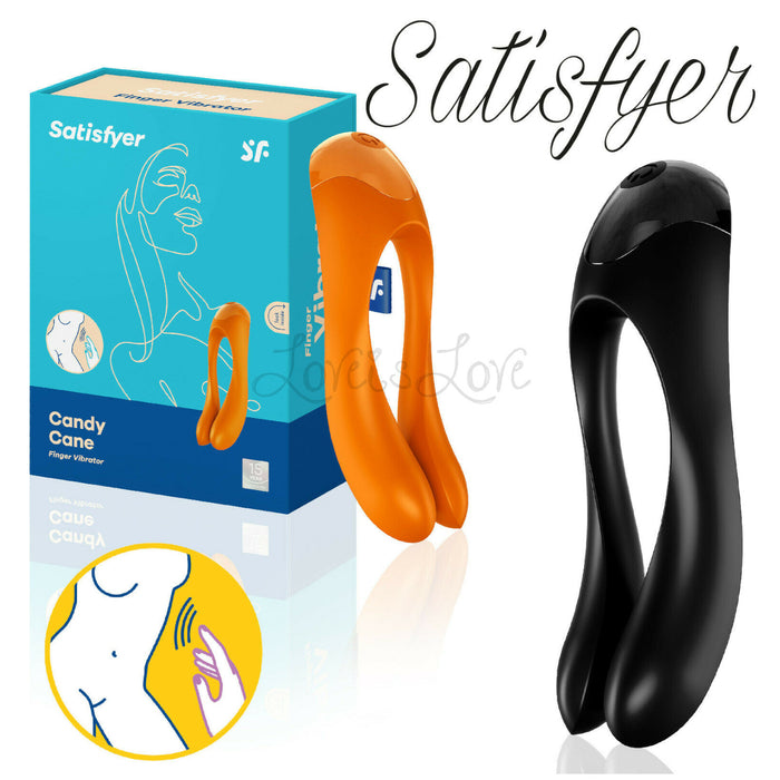 Satisfyer Candy Cane Finger Vibrator Black or Orange