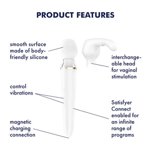 Satisfyer Double Wand-er White Massager Wand XXL Size With APP Buy in Singapore Loveislove U4Ria