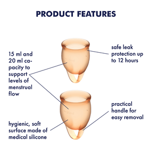 Satisfyer Feel Confident Menstrual Cup Set Orange or Lilac love is love buy sex toys in singapore u4ria loveislove