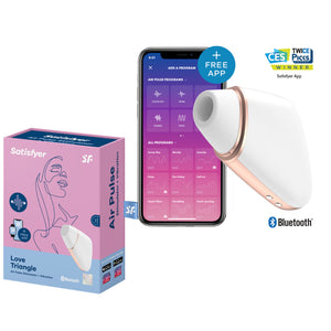 Satisfyer Love Triangle App Controlled Air Pulse Stimulator Plus Vibration Black or White Buy in Singapore LoveisLove U4Ria 
