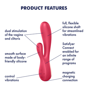 Satisfyer Mono Flex App-Controlled Rabbit Vibrator Red love is love buy sex toys in singapore u4ria loveislove