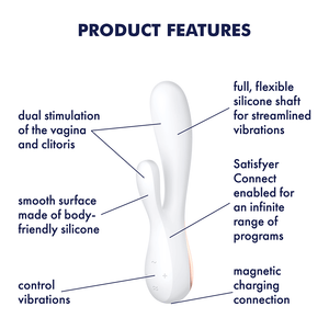 Satisfyer Mono Flex App-Controlled Rabbit Vibrator White love is love buy sex toys in singapore u4ria loveislove