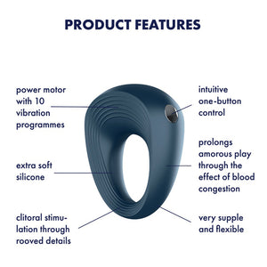 Satisfyer Rings Plus Vibration Rechargeable Power Cock Ring Blue (New Packaging)