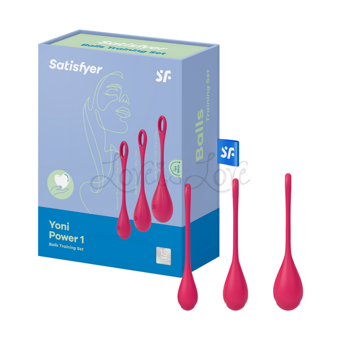 Satisfyer Yoni Power 1 Kegel Balls Training 3pc Set Red [Limited Time Offer]