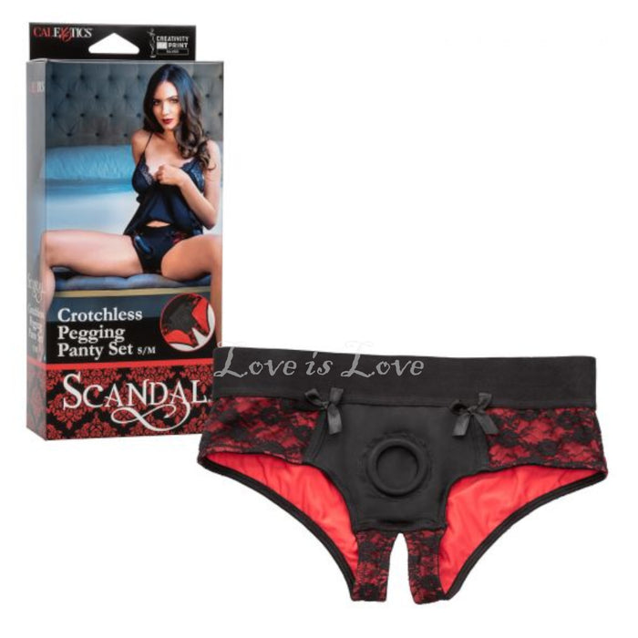 Scandal Crotchless Pegging Panty Set S/M or L/XL 